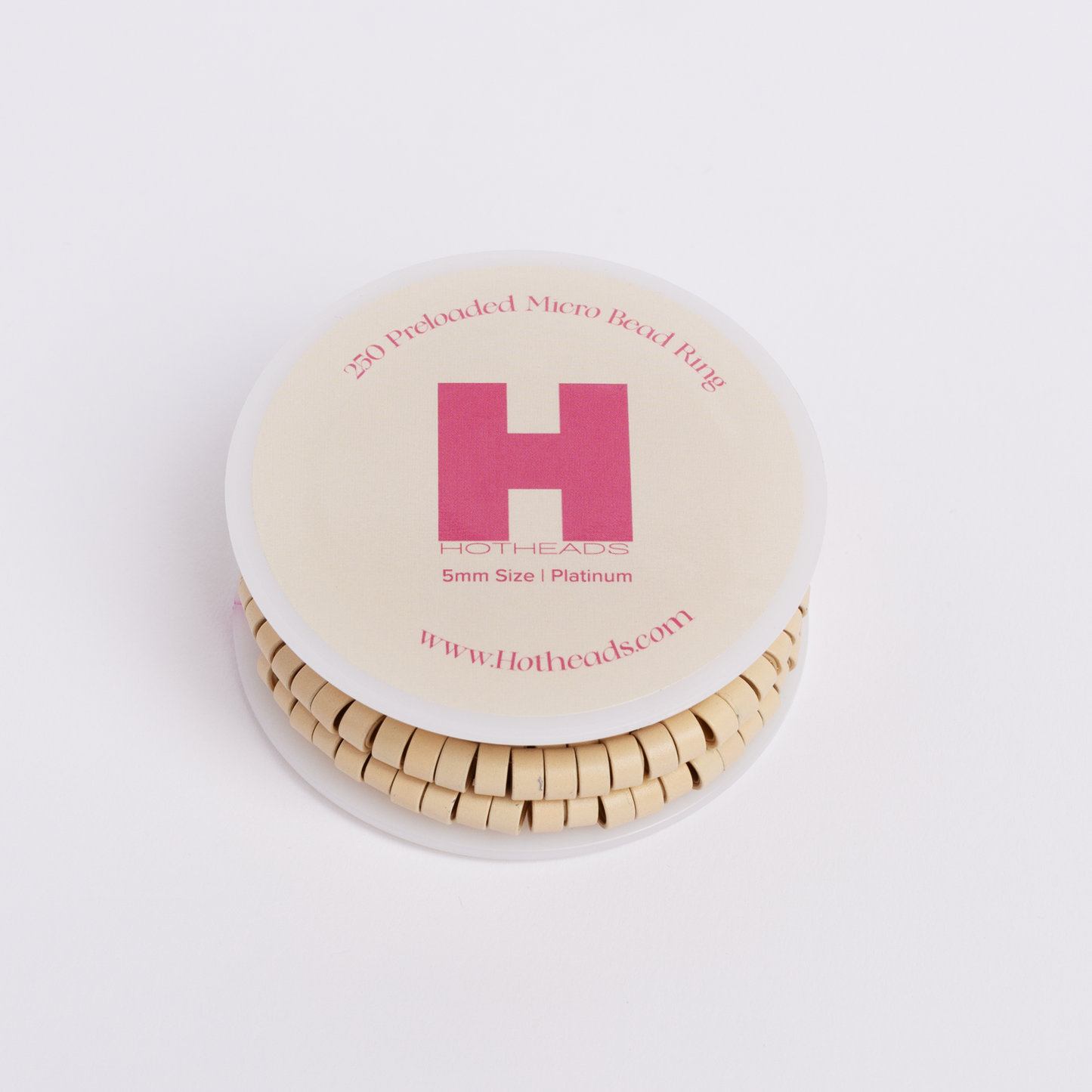 A round box featuring an H for Hotheads logo, labeled '250 Preloaded Micro Bead Ring'.