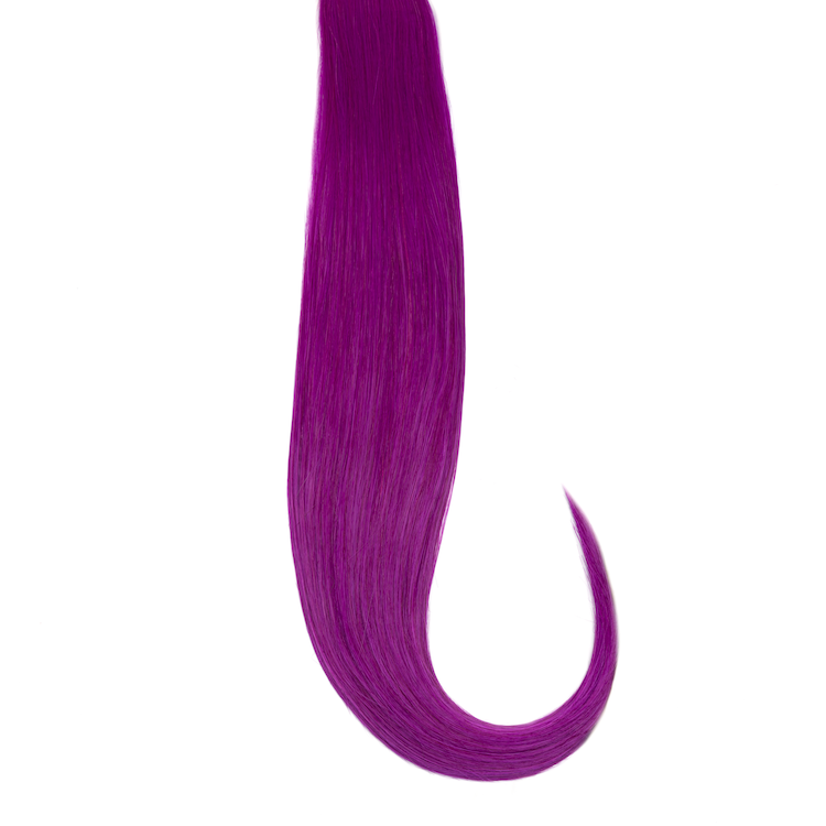 Vibrant purple color clip-in hair extensions.